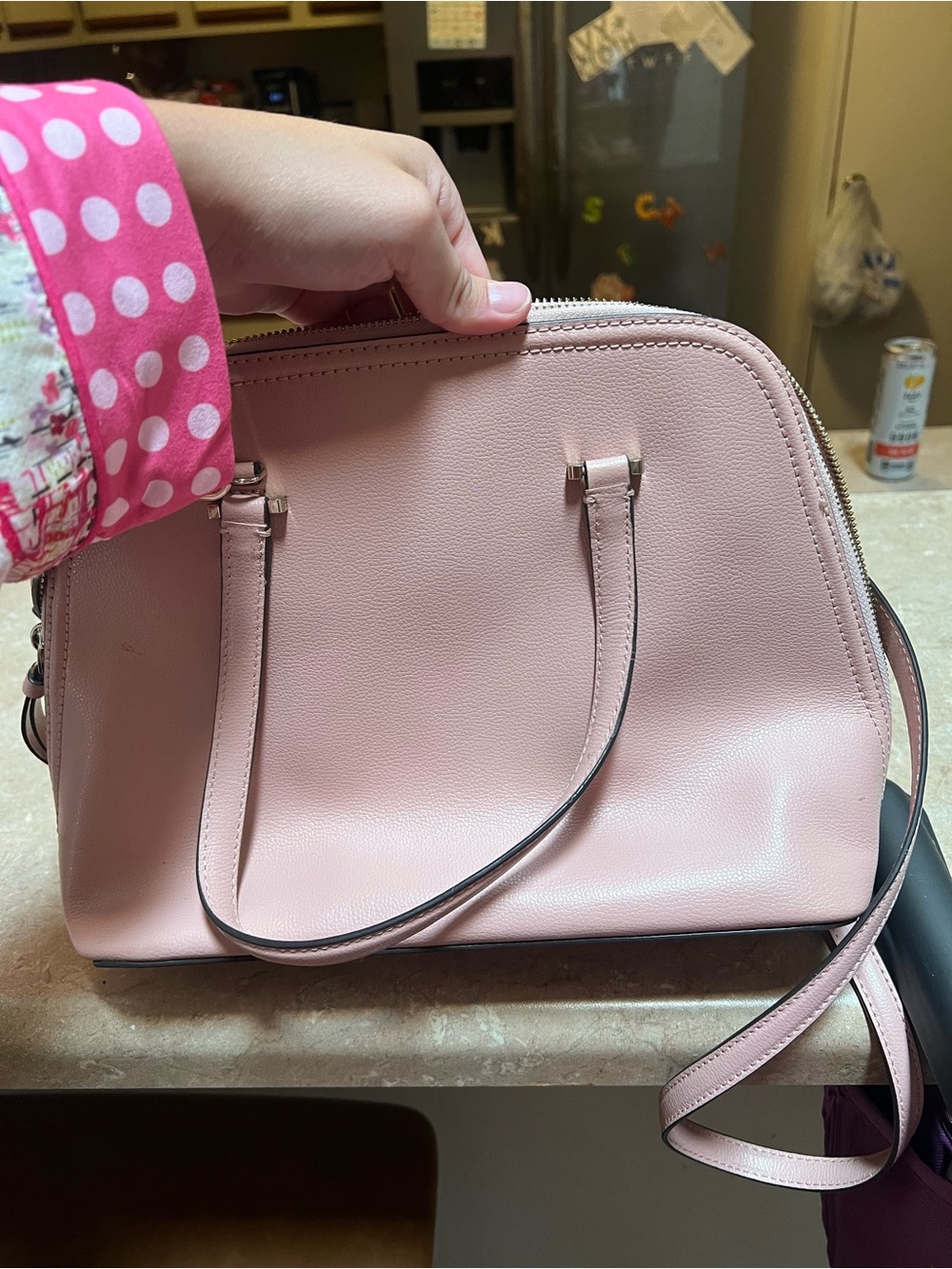 kate spade Pink Leather Dome Satchel with Crossbody Strap - Picture 4 of 4